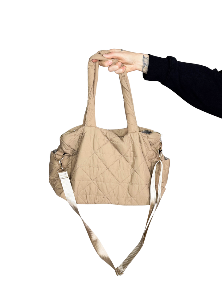 Billie Quilted Weekender Bag- TAUPE