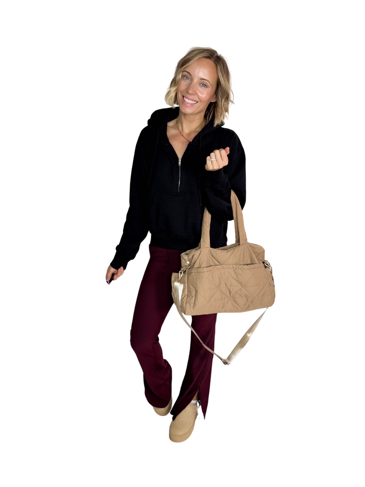 Billie Quilted Weekender Bag- TAUPE