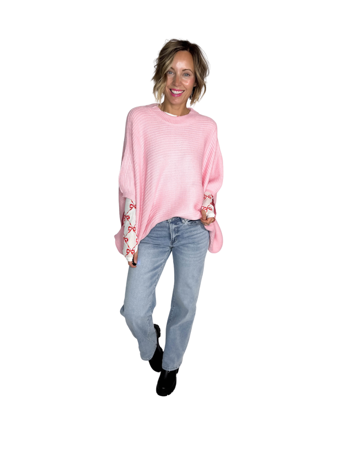 Meg Poncho Pullover- PINK