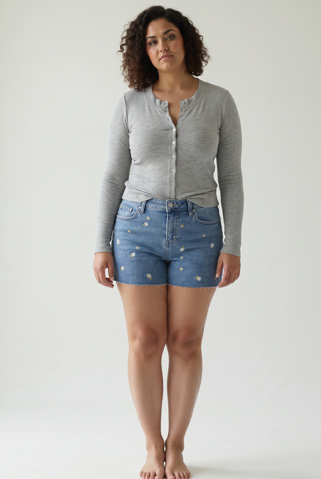 Layne Snap Button Long Sleeve- HTHR GREY