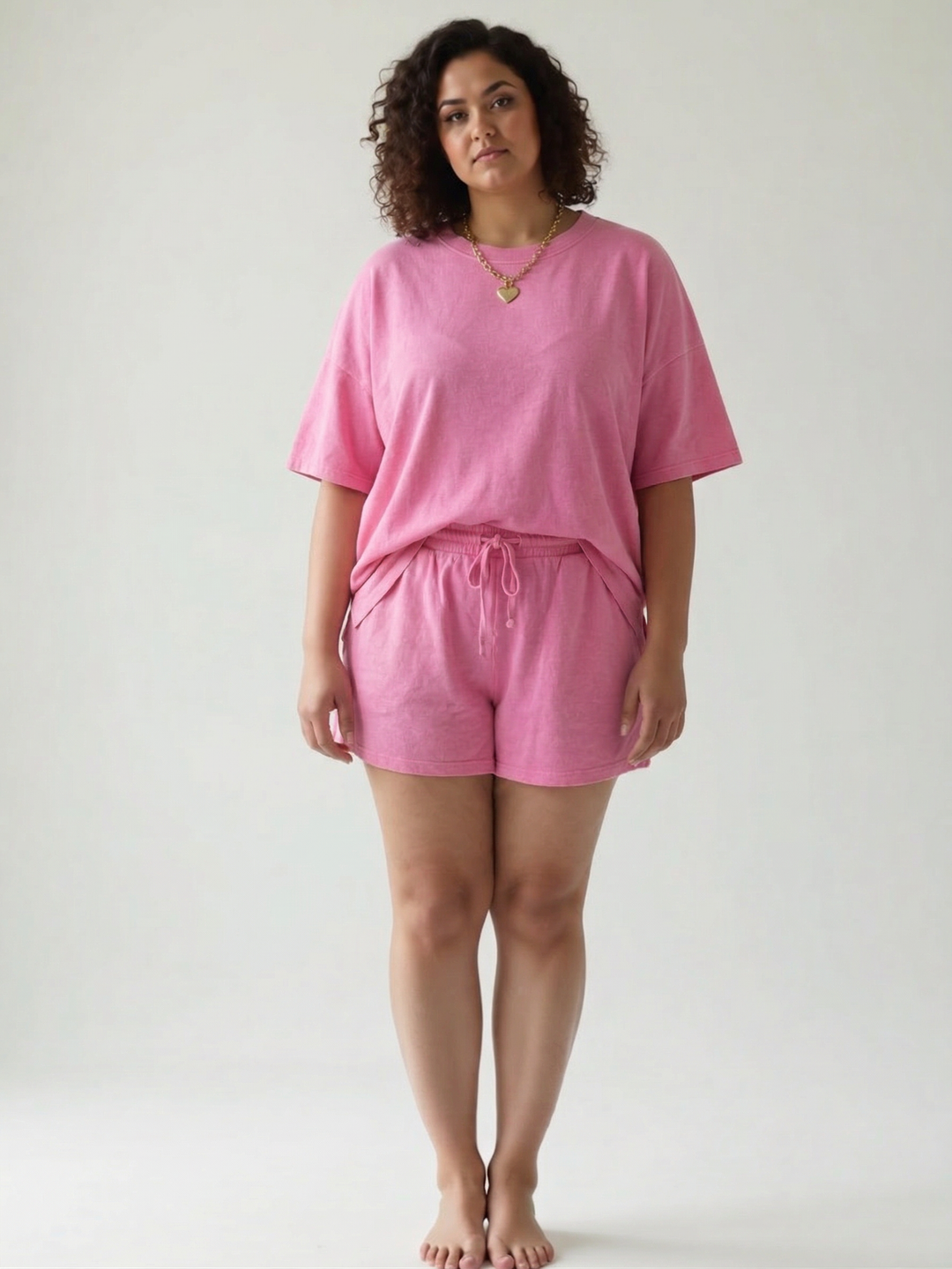 Annastacia Top and Shorts Set- PINK-FINAL SALE