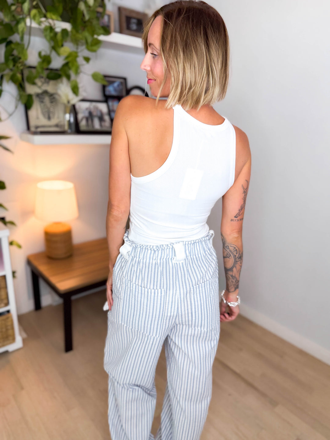 Oasis Ribbed Halter Tank- OFF WHITE-FINAL SALE
