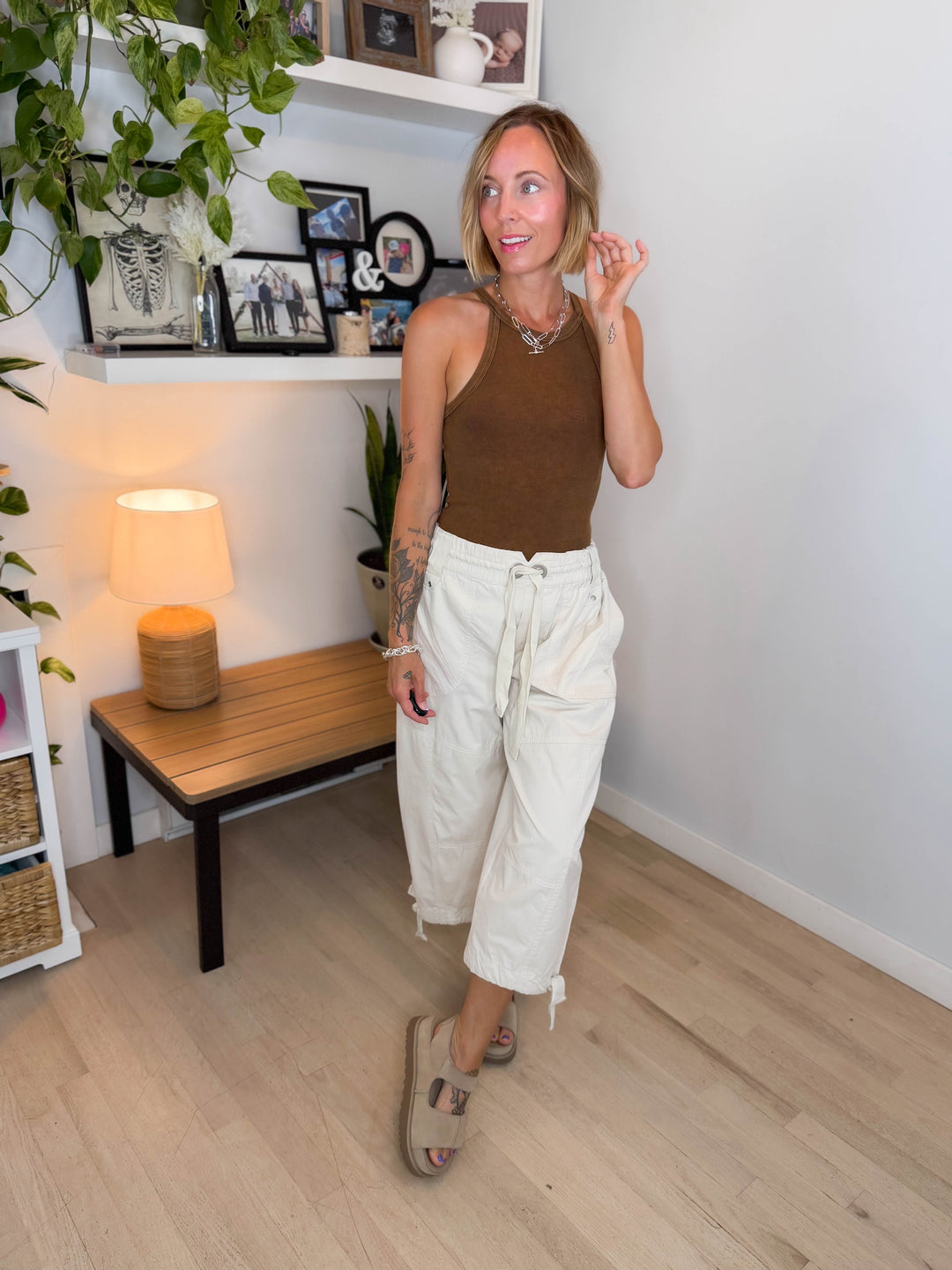 Noemi Mineral Washed Jogger Pant- BONE