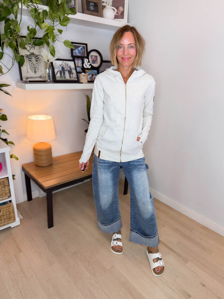 AMPERSAND AVE Full Zip Sweatshirt- CLOUD NINE