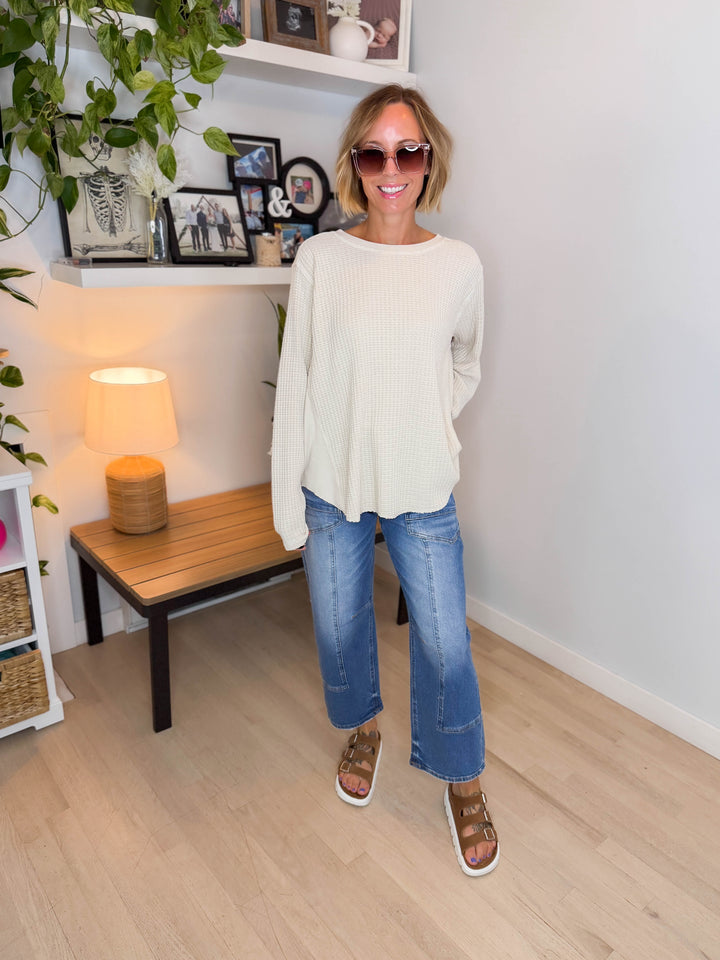 Pippa Mineral Washed Thermal Pullover- NATURAL
