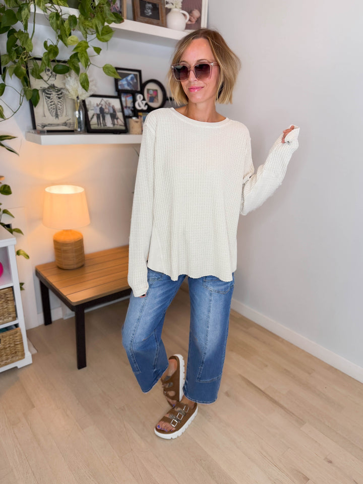 Pippa Mineral Washed Thermal Pullover- NATURAL