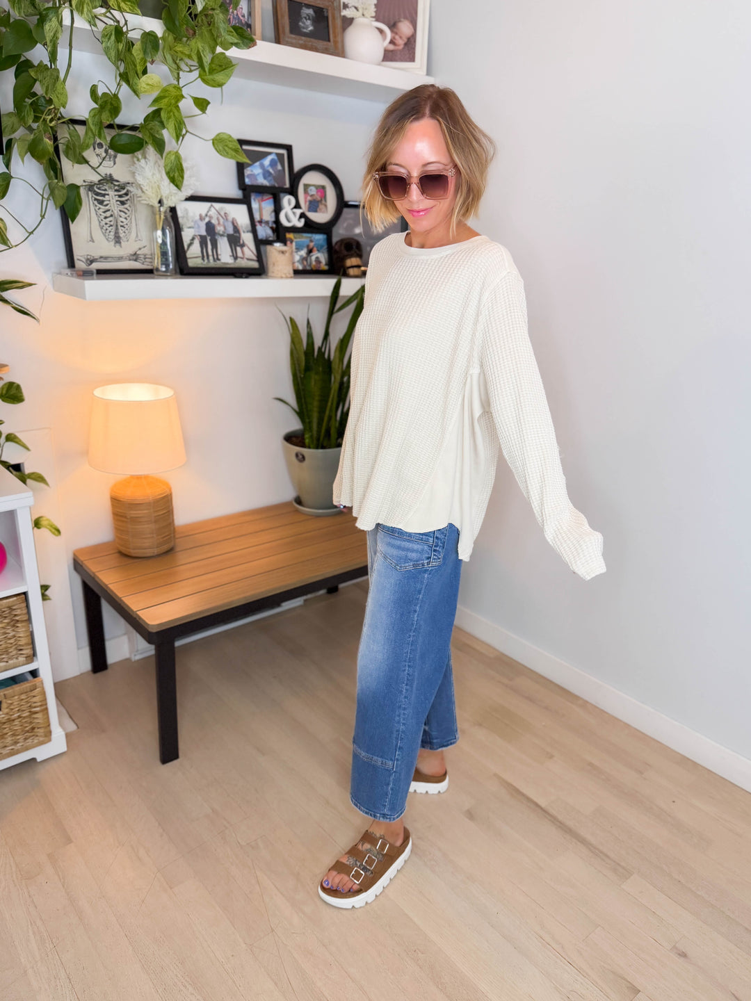 Pippa Mineral Washed Thermal Pullover- NATURAL