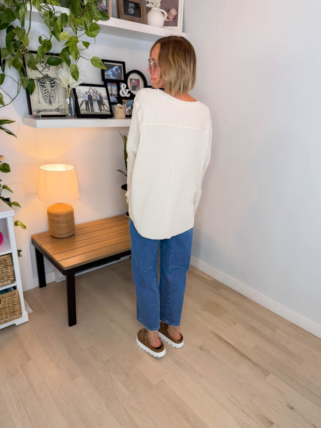 Pippa Mineral Washed Thermal Pullover- NATURAL