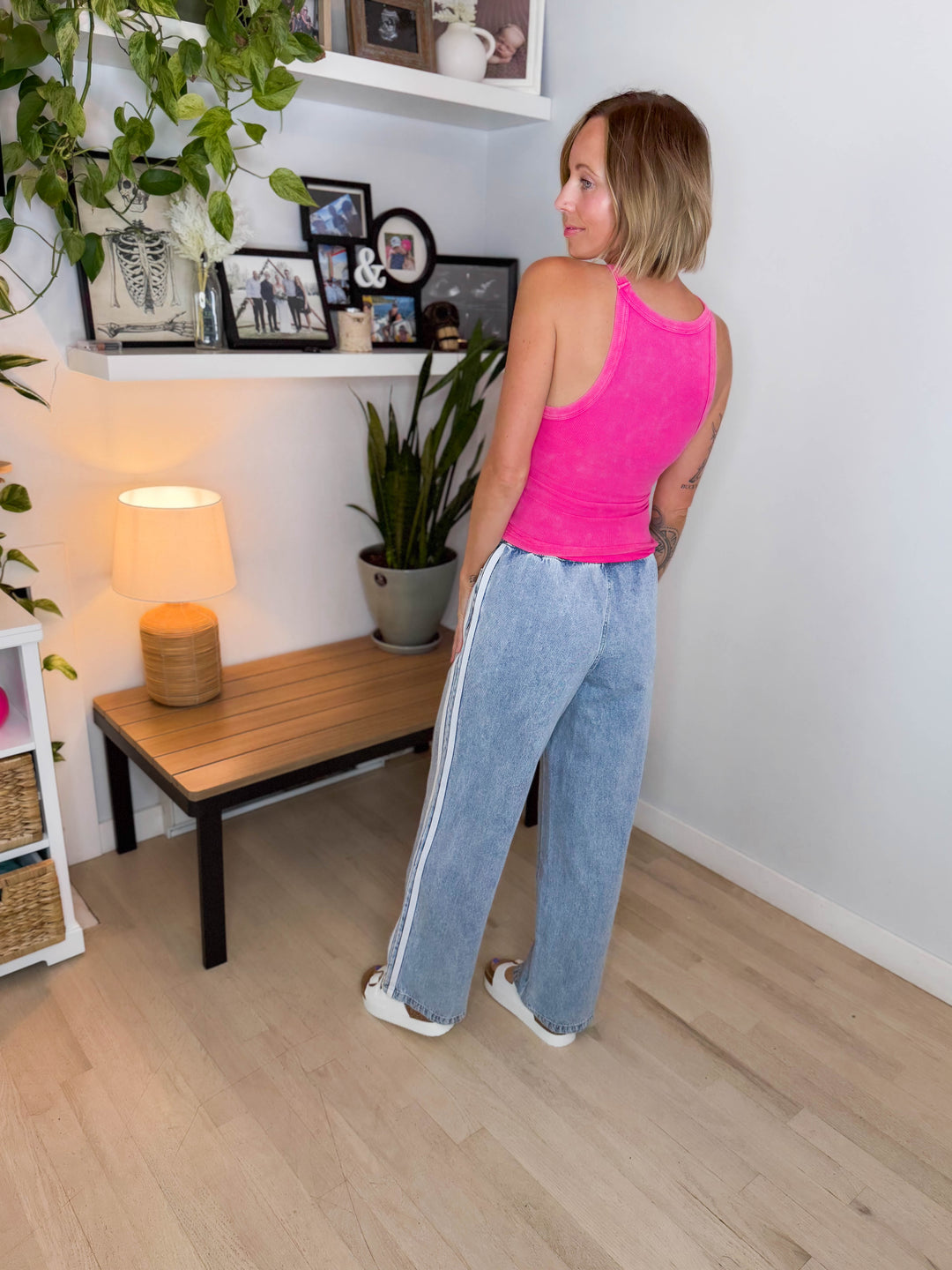 Kai Side Stripe Denim Pant- LIGHT WASH