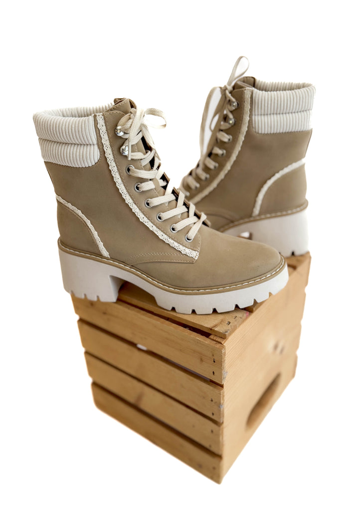 Nakoma Lug Heel Boot- LIGHT TAUPE-FINAL SALE