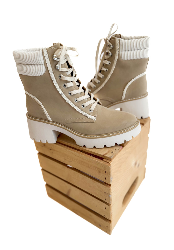Nakoma Lug Heel Boot- LIGHT TAUPE-FINAL SALE