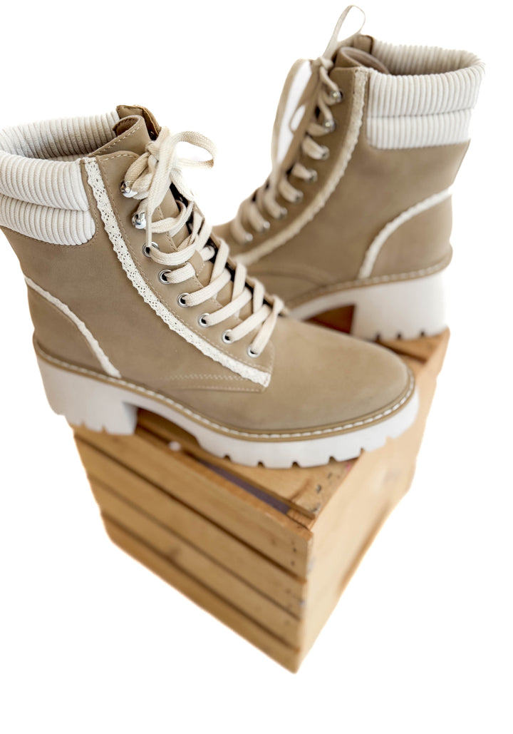 Nakoma Lug Heel Boot- LIGHT TAUPE-FINAL SALE