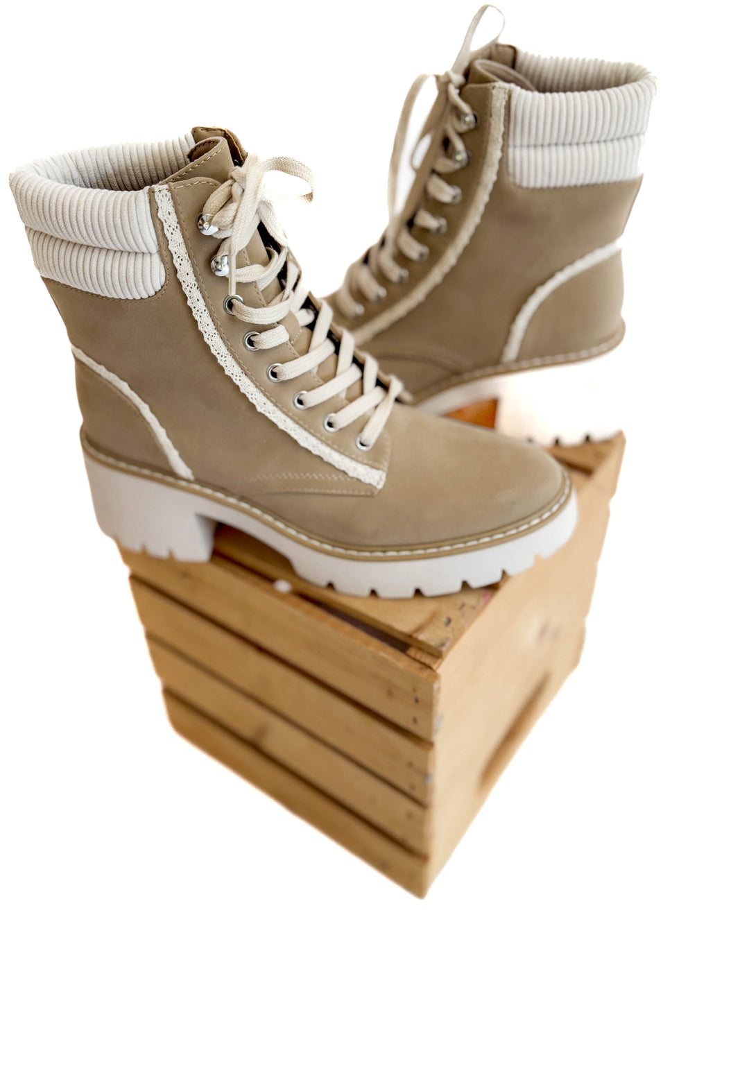 Nakoma Lug Heel Boot- LIGHT TAUPE-FINAL SALE