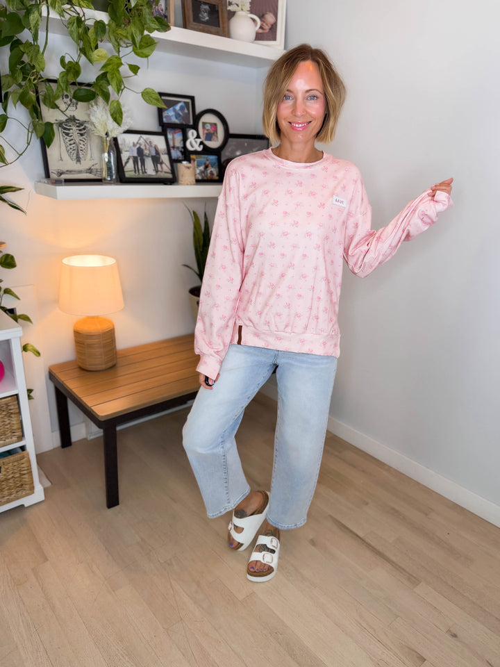 AMPERSAND AVE University Side Slit Pullover- TEA ROSE
