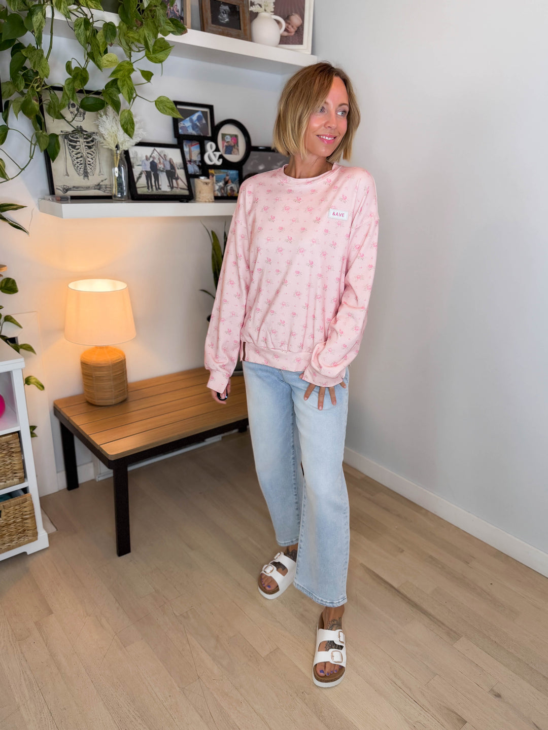 AMPERSAND AVE University Side Slit Pullover- TEA ROSE