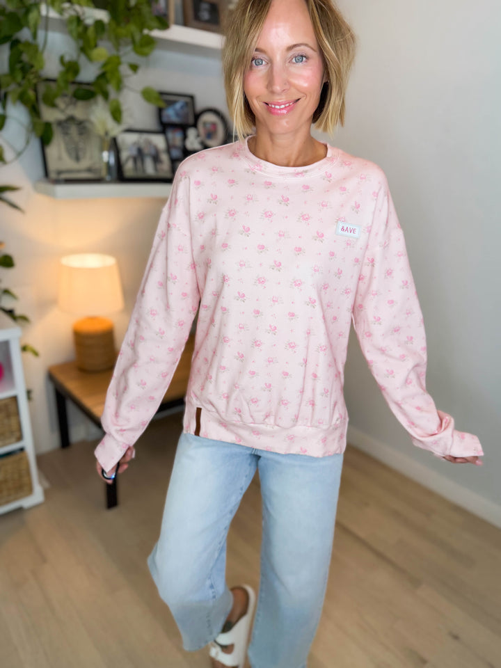 AMPERSAND AVE University Side Slit Pullover- TEA ROSE