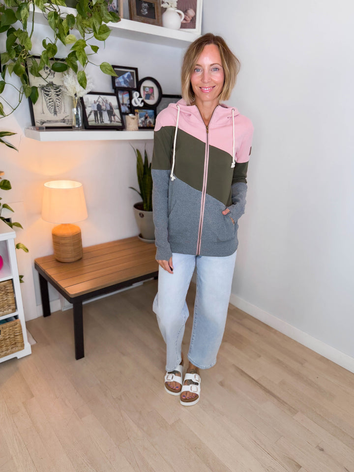 AMPERSAND AVE Full Zip Sweatshirt- DAYDREAMING