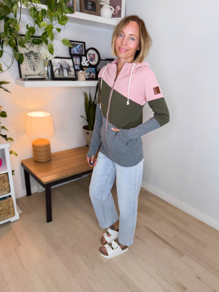 AMPERSAND AVE Full Zip Sweatshirt- DAYDREAMING