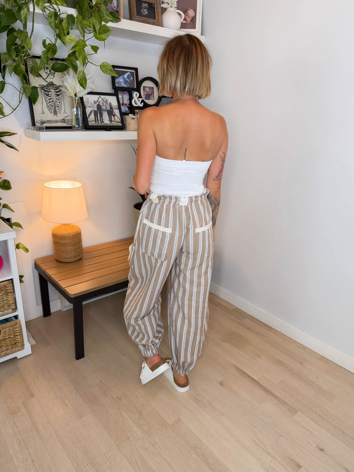 Island Palm Harem Jogger- ALMOND