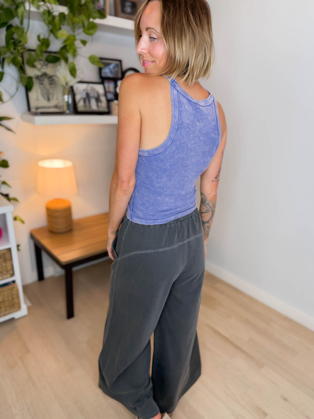 Oasis Ribbed Halter Tank- ROYAL-FINAL SALE