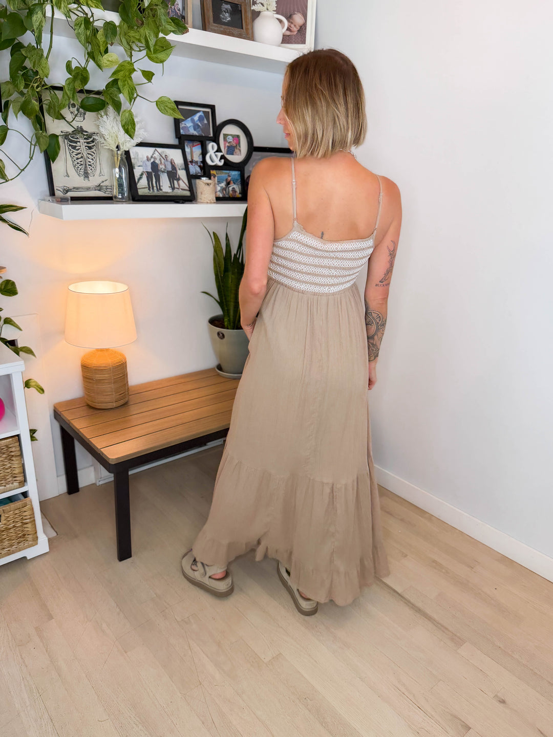 Marbelle Smocked Maxi Dress- BEACH SAND