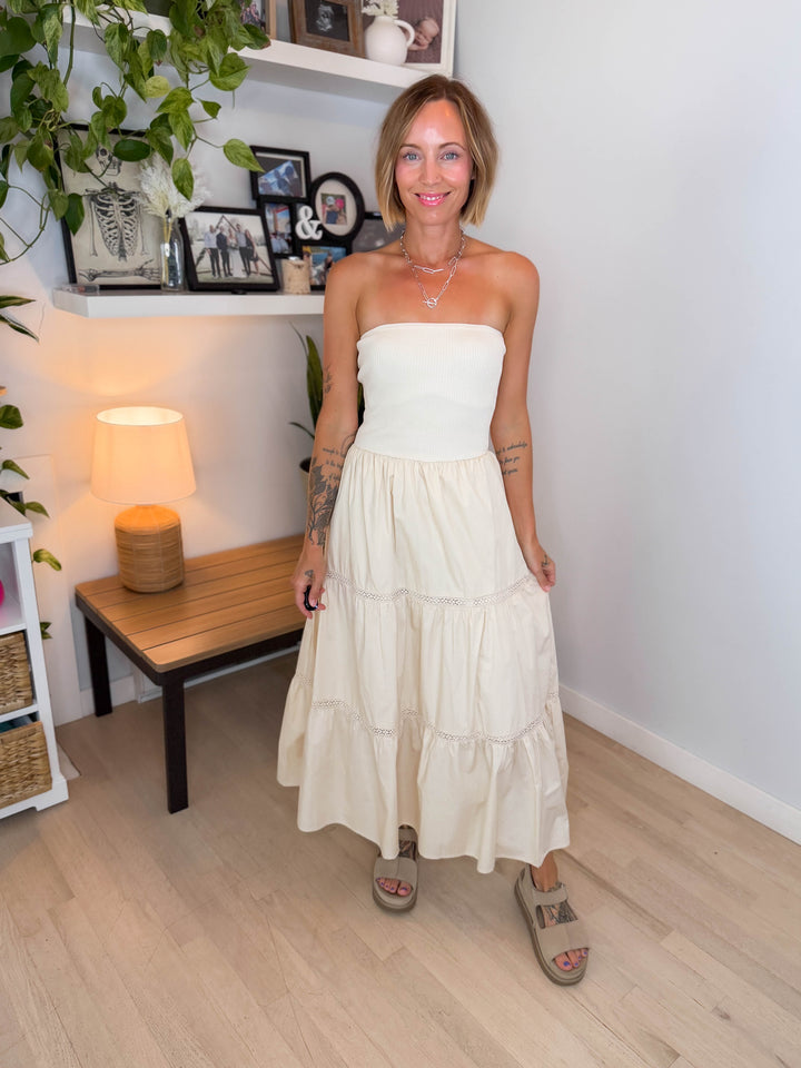 Coconut Cove Strapless Dress- NATURAL-FINAL SALE