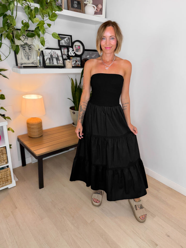 Coconut Cove Strapless Dress- BLACK-FINAL SALE