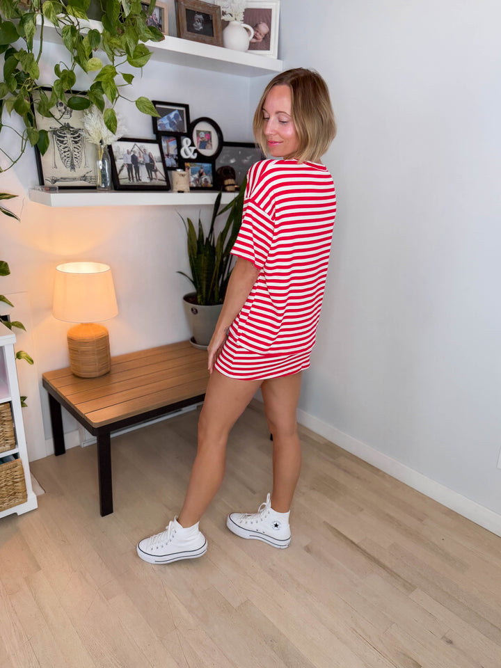 Mango Striped Skort Set- RED/WHITE-FINAL SALE