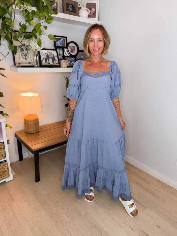 Amalfi Lace Inset Maxi- BLUE