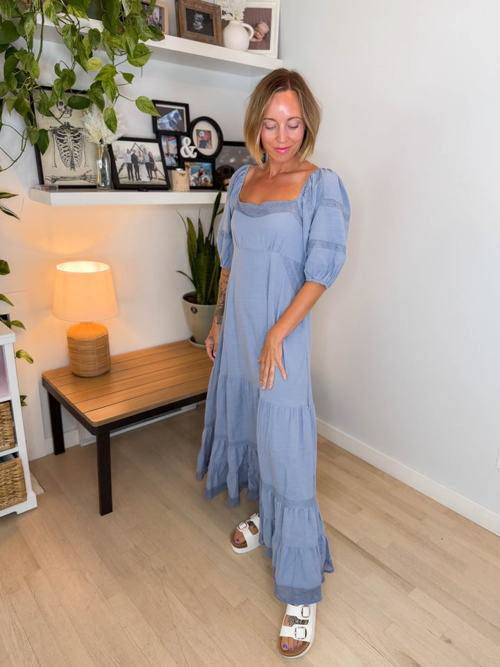 Amalfi Lace Inset Maxi- BLUE