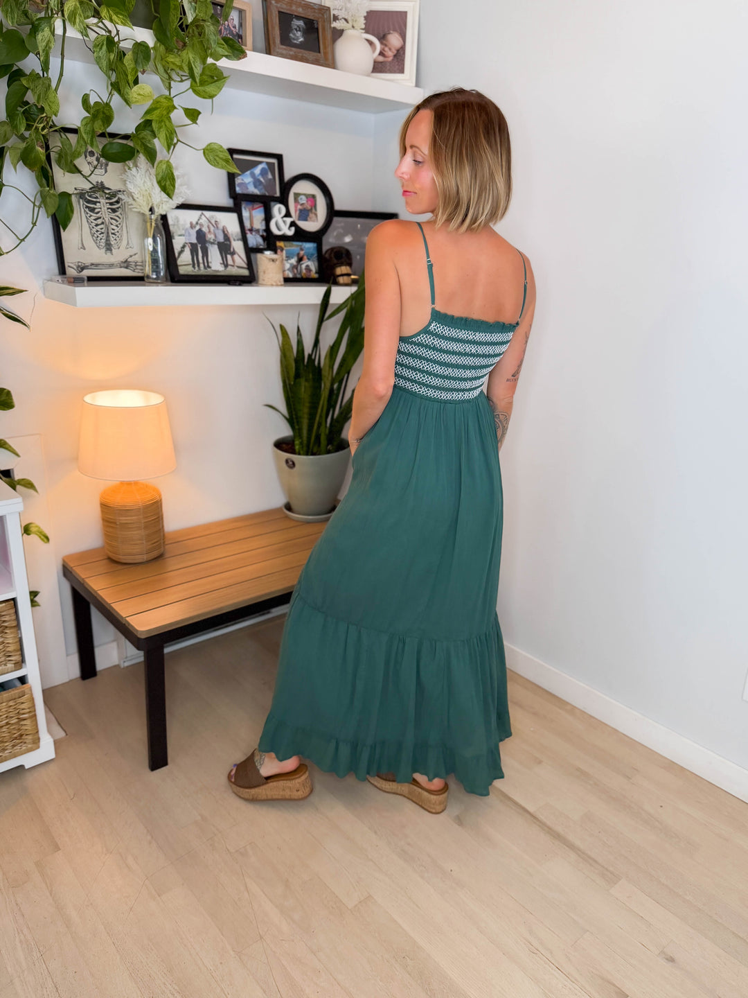 Marbelle Smocked Maxi Dress- RICH TEAL