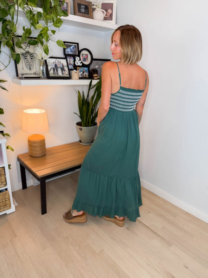 Marbelle Smocked Maxi Dress- RICH TEAL