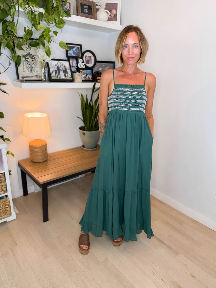 Marbelle Smocked Maxi Dress- RICH TEAL