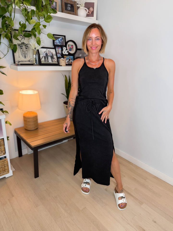 Chandler Mineral Wash Skirt Set- ASH BLACK