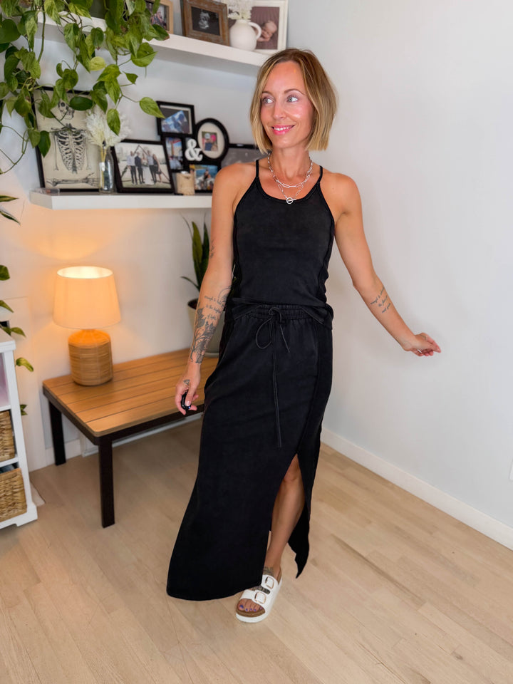 Chandler Mineral Wash Skirt Set- ASH BLACK