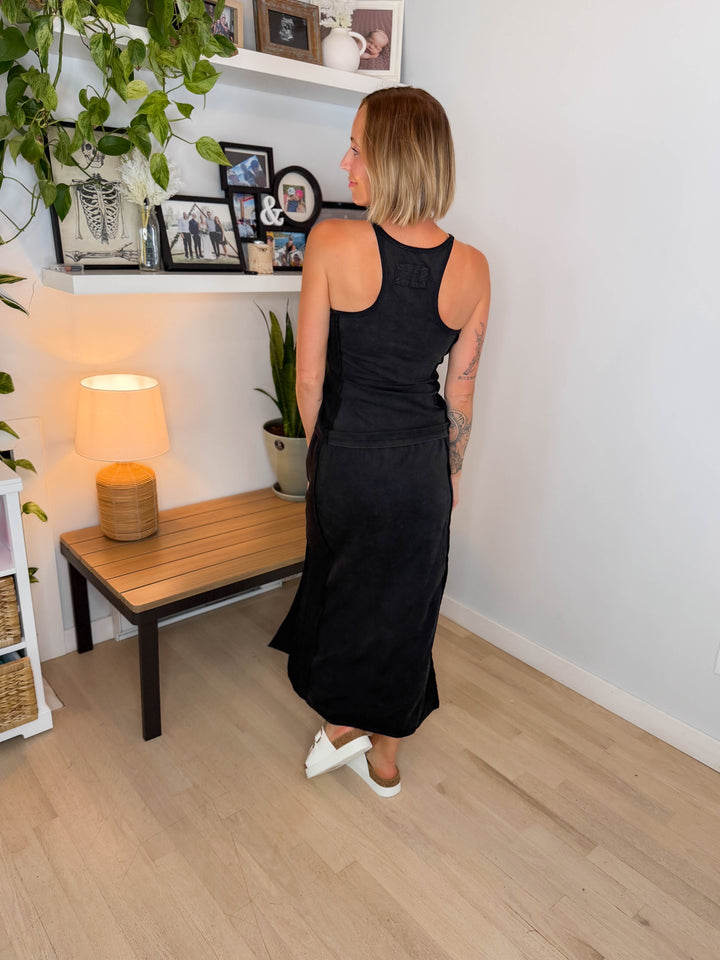 Chandler Mineral Wash Skirt Set- ASH BLACK