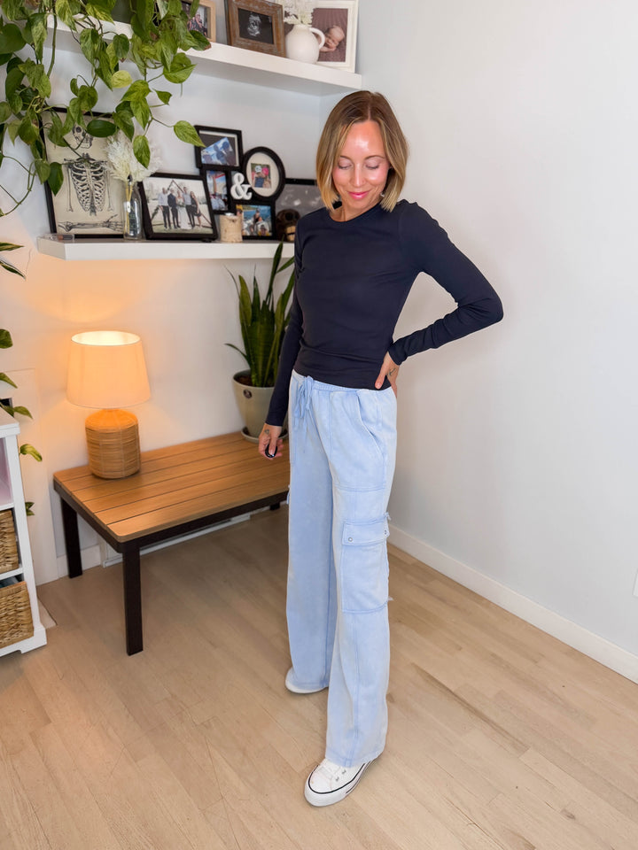 Scottie Snow Washed Cargo Pant- PERIWINKLE