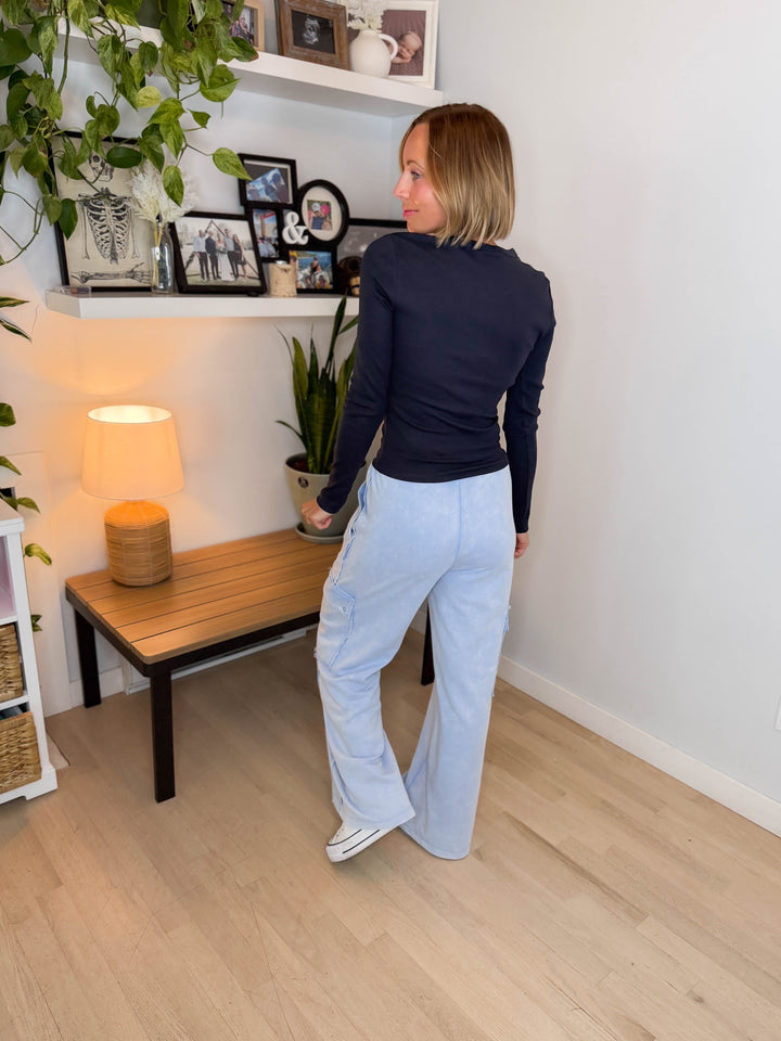 Scottie Snow Washed Cargo Pant- PERIWINKLE