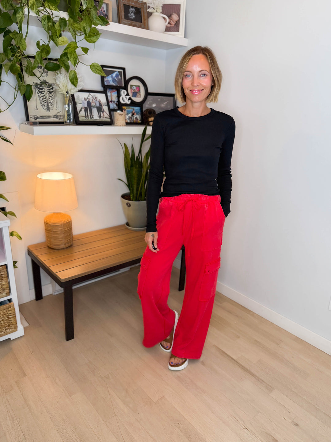 Scottie Snow Washed Cargo Pant- RED