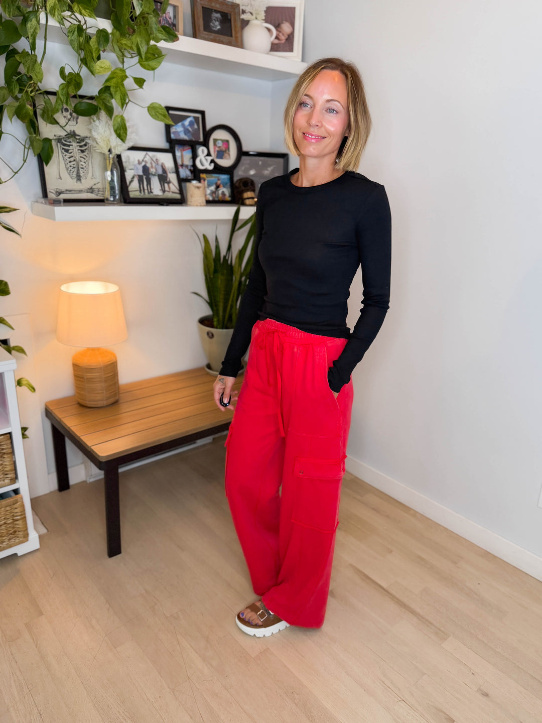 Scottie Snow Washed Cargo Pant- RED