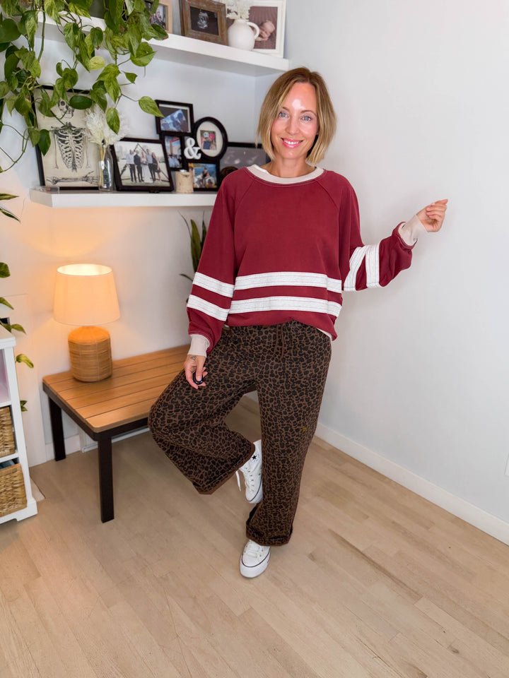 Andie Mineral Washed Pullover- CRIMSON
