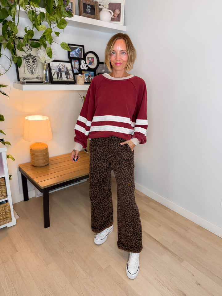 Andie Mineral Washed Pullover- CRIMSON