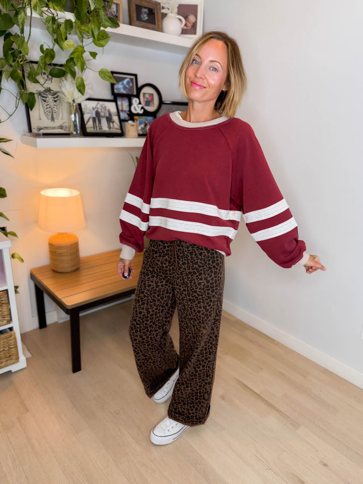 Andie Mineral Washed Pullover- CRIMSON