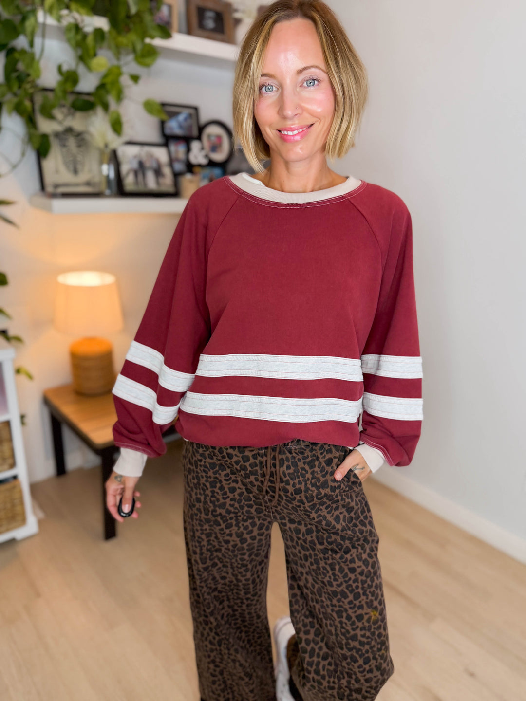 Andie Mineral Washed Pullover- CRIMSON