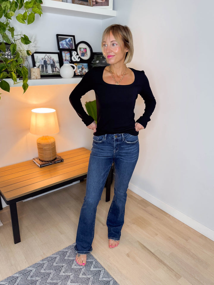 Mica Gabe High Rise Boot Cut Jeans- DARK WASH-FINAL SALE