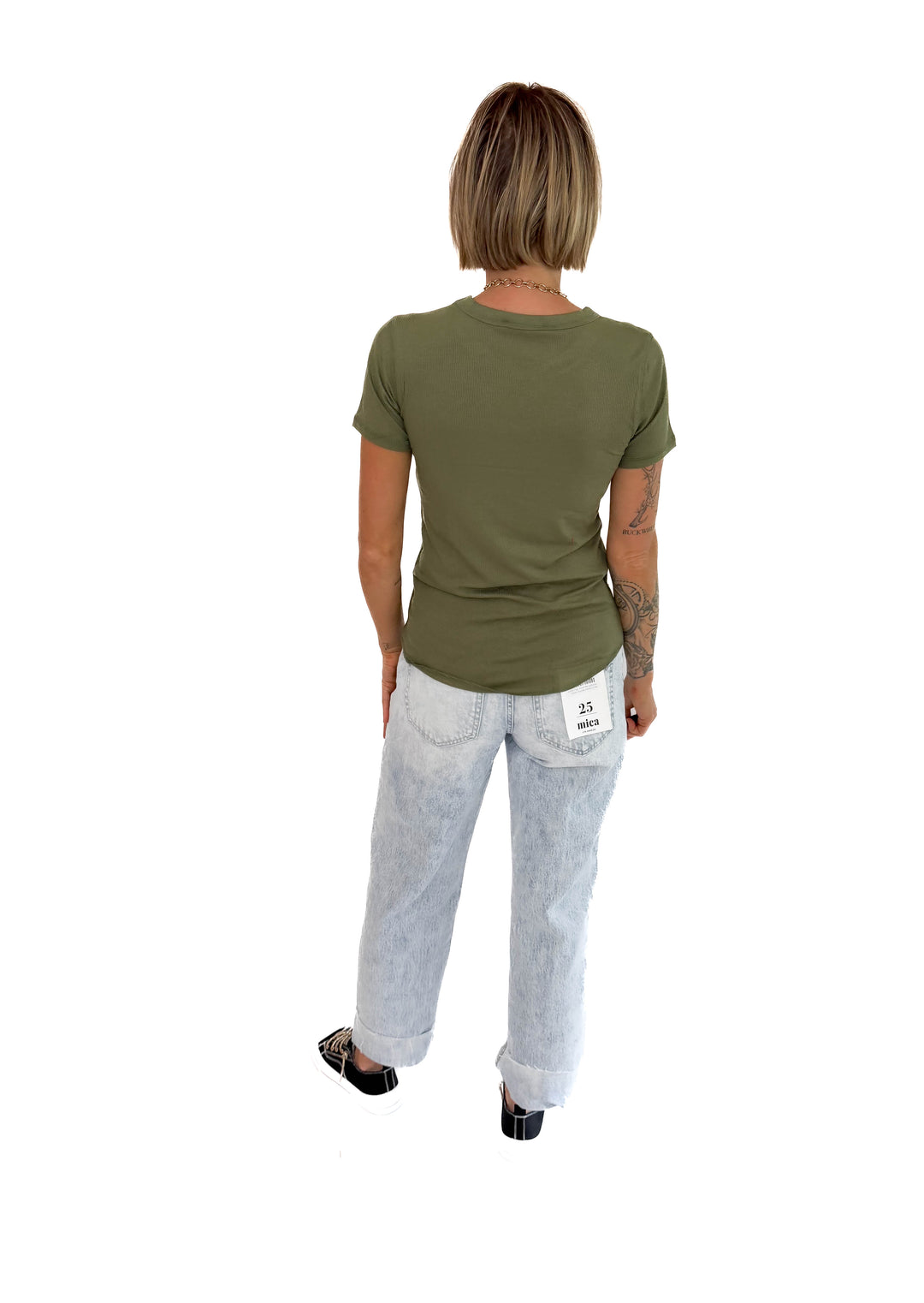 Odette Ribbed Short Sleeve- LIGHT OLIVE
