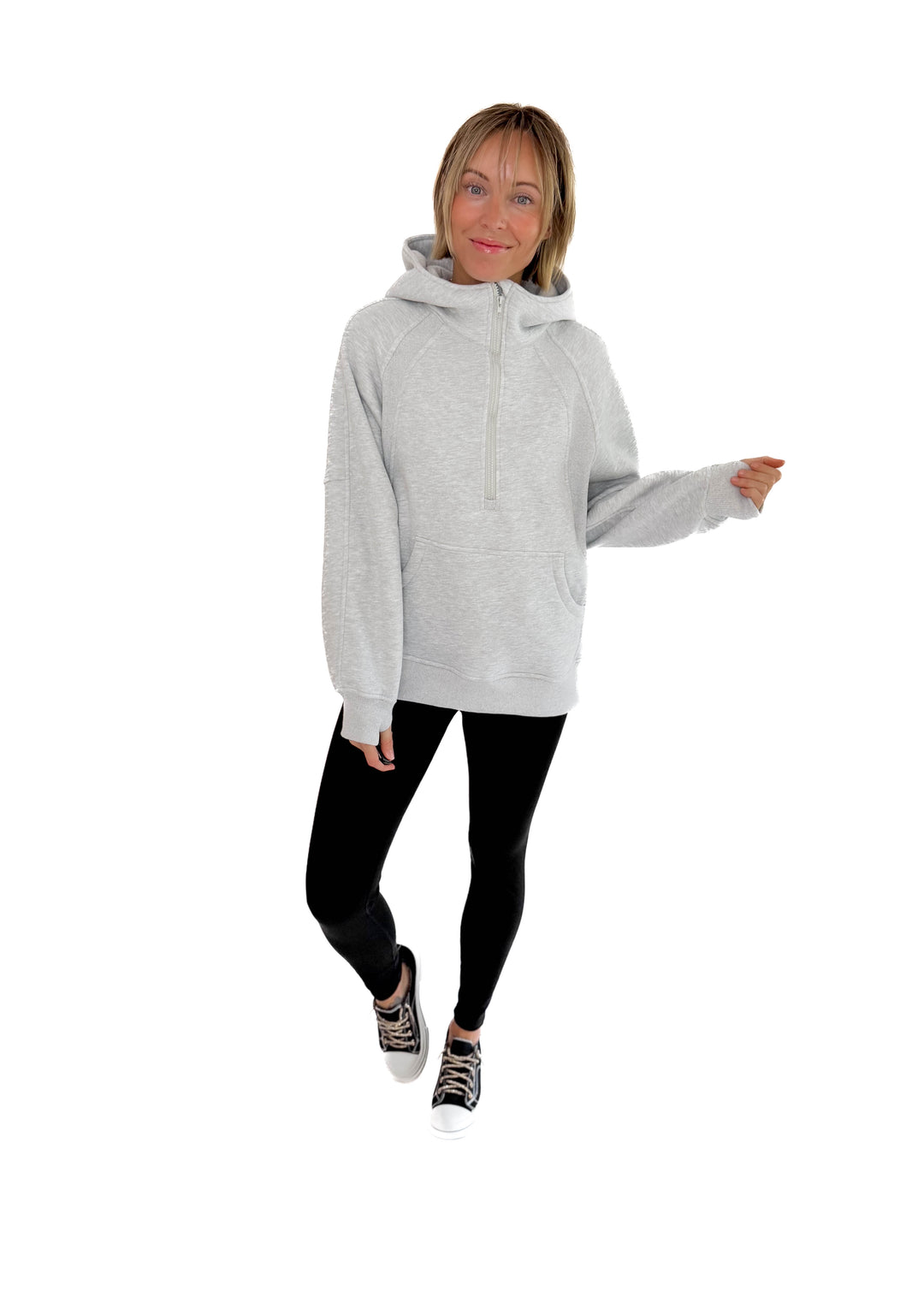 Hunter Hooded Pullover- HEATHER GREY-FINAL SALE