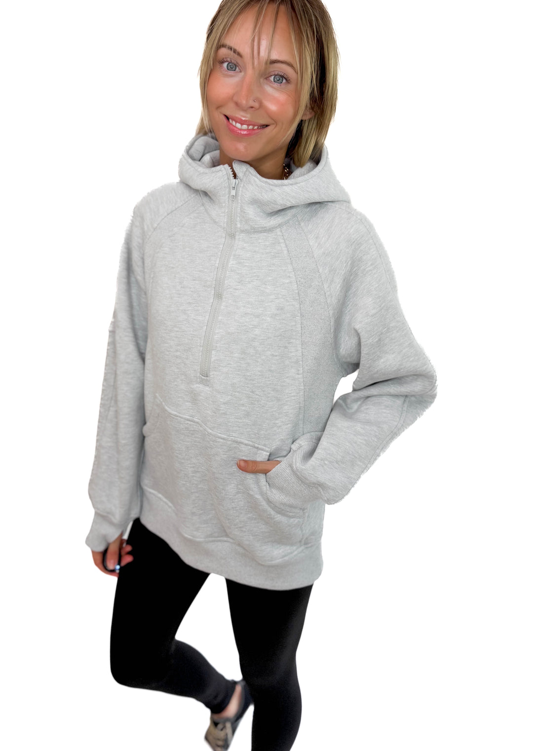 Hunter Hooded Pullover- HEATHER GREY-FINAL SALE