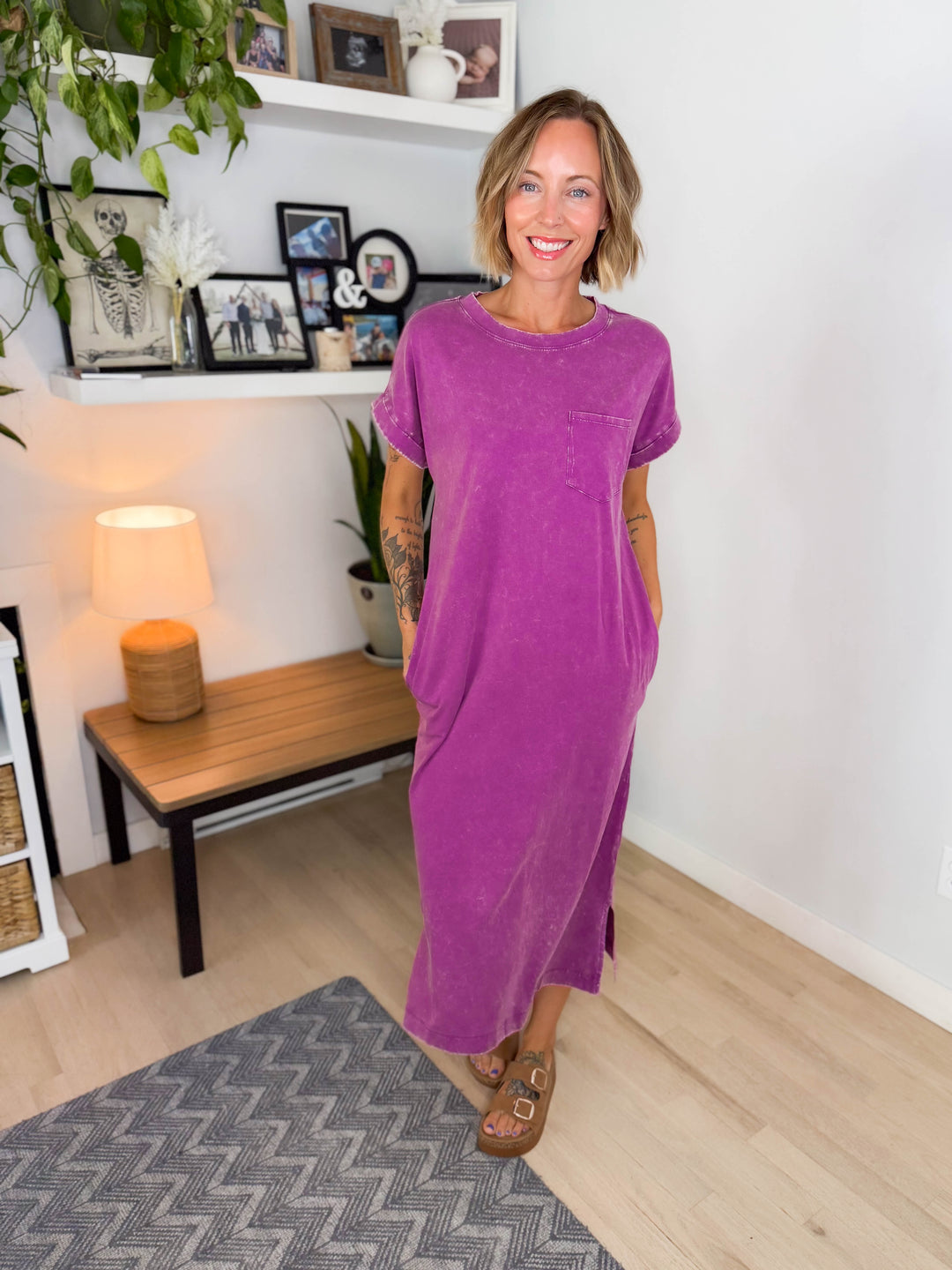 Northstar Washed Cotton Midi Dress- LT PLUM-FINAL SALE