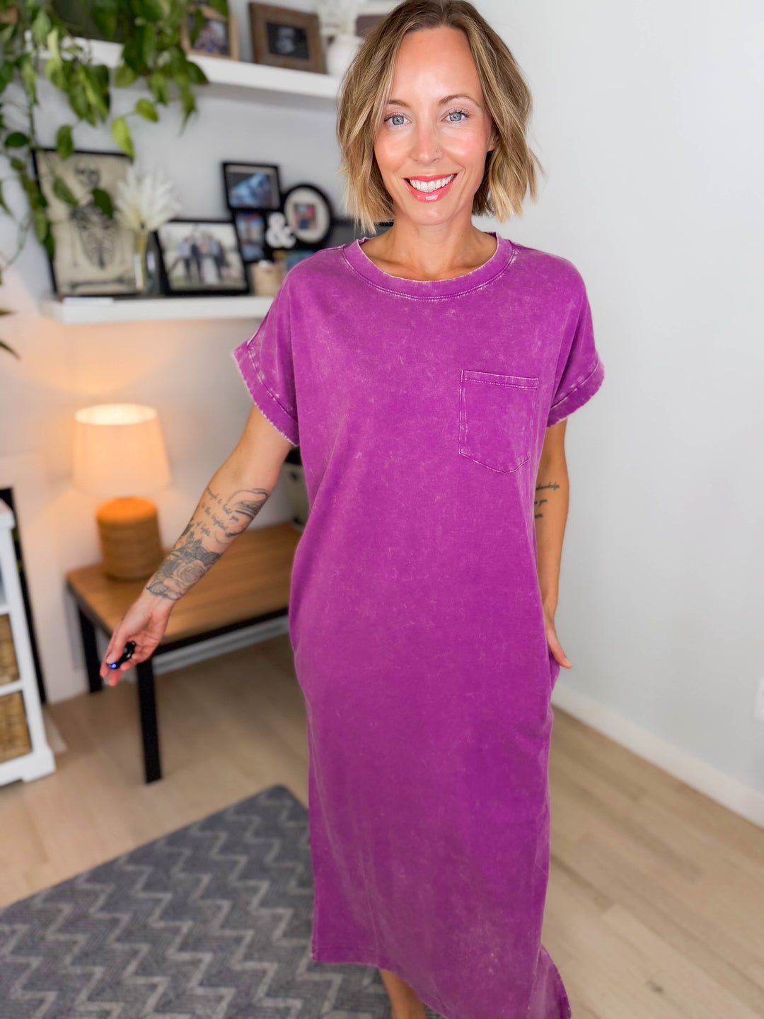 Northstar Washed Cotton Midi Dress- LT PLUM-FINAL SALE
